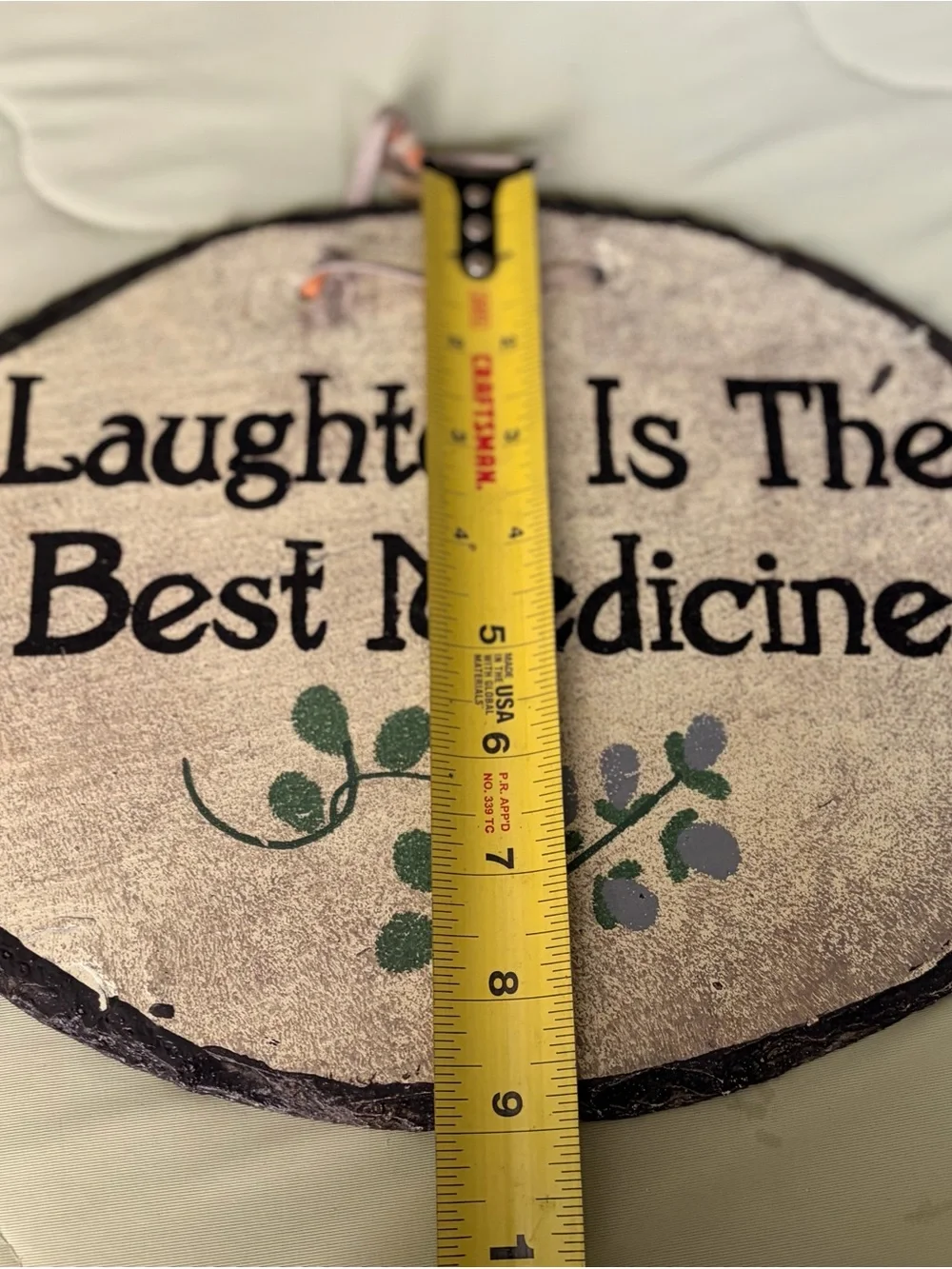 VTG Stone Laughter Is The Best Medicine Decorative Wall Plaque Florals